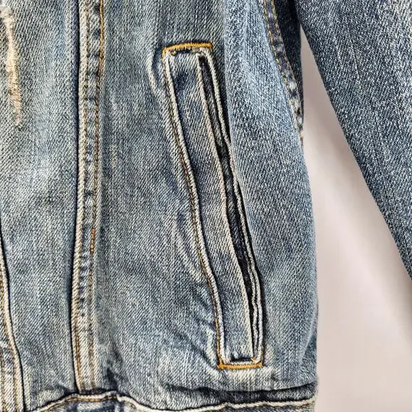 LIZI PHOENIX Old Navy Custom Hand-painted Blue Jean Trucker Jacket Men's Size L - Picture 7 of 11